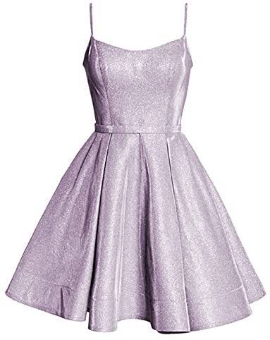 KURFACE Vestidos de graduación con purpurina y hombros descubiertos, cortos, sin mangas, para cóctel, graduación, graduación, graduación, graduación, para adolescentes con bolsillos, Lila, 46