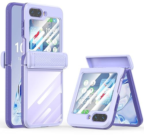 Design für Galaxy Z Flip 5 Hülle mit eingebautem Displayschutz, Samsung Galaxy Z Flip 5 Hülle mit Scharnierschutz Schutzhülle für Samsung Galaxy Flip 5 5G (lila)