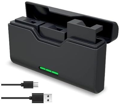 Battery Charger and 3Pcs Battery for GoPro HERO 9, 10, 11, 12 [Black, White, Session] - Charge 3 Batteries at a time - Fast USB C Cable included - with SD Card Storage Slots - (3 Pack)