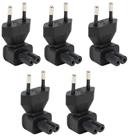 5pcs Adaptateur Secteur EU vers IEC320 C7, Coude à 90 Degrés Prise EU Mâle vers Adaptateur Secteur Femelle IEC320 C7 pour Ordinateur Portable, Lampes de Bureau, Haut-parleurs