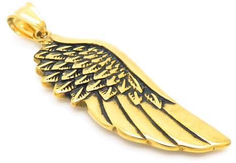 Bungsa Kettenanhänger Flügel Engelsflügel aus 316L Edelstahl Unisex (Gold)