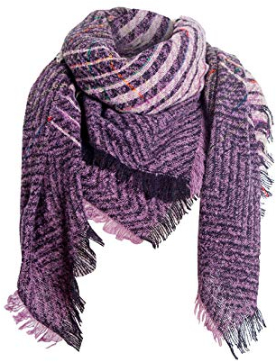 Luadnysin Kaschmir Schal Damen Kariert Oversized Kaschmir Schal Lange Weich Wraps Damen Kariert Oversized Schal Lange Schal Für Herbst Winter Women Grau Frauen Loop Schal Scarf