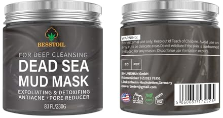 Besstoil Mar Morto Maschera di fango per viso e corpo, naturale, vegano, – ricco di minerali, idratata, disintossicata, pulisce profondamente 230g