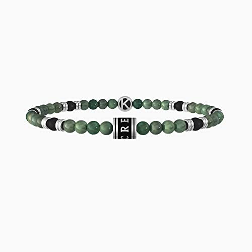 KIDULT - Credici - Bracciale da uomo con agata nera e giada verde