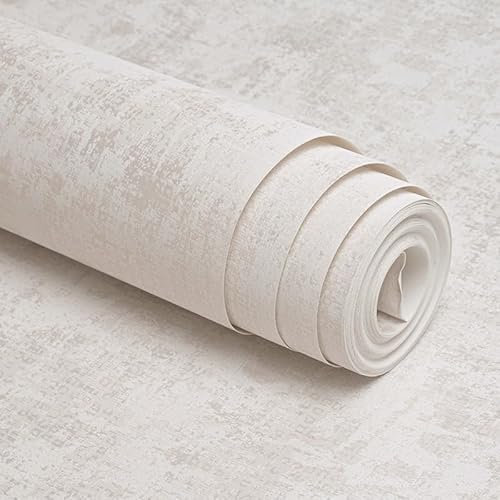 Trafagala Industrial Textured Concrete Effect Wallpaper Cement White Shabby Chic Ceiling Paper Removable Non-Woven Natural Stone Wallpaper for Bedroom Living Room Hallway Ceiling Paper