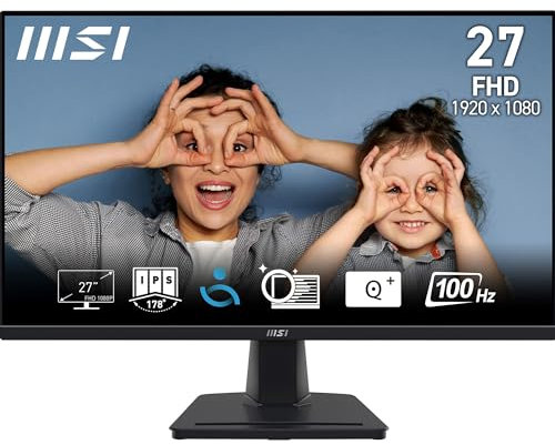 MSI PRO MP275 27 Inch Full HD Office Monitor - 1920 x 1080 IPS Panel, 100 Hz, Eye-Friendly Screen, Built-in Speakers, Tilt-Adjustable - HDMI 1.4b, D-Sub (VGA)