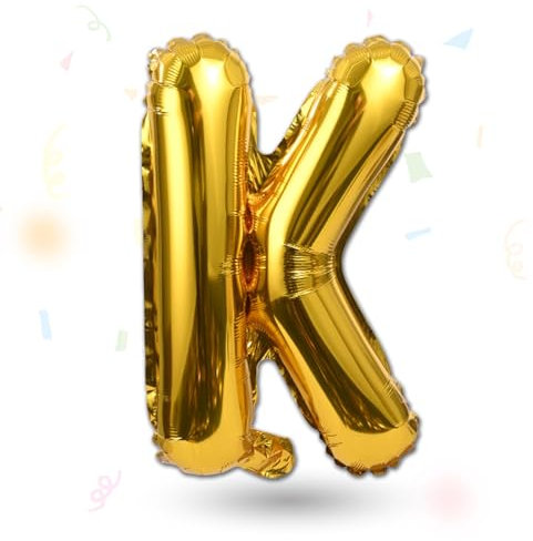 FUNXGO Folienballon Buchstaben gold K - Buchstaben Luftballon Klein K - ca. 40cm Nur Luftfüllung - Ideal für Geburtstag, Hochzeit & Party Deko - Ballon Buchstabe K gold