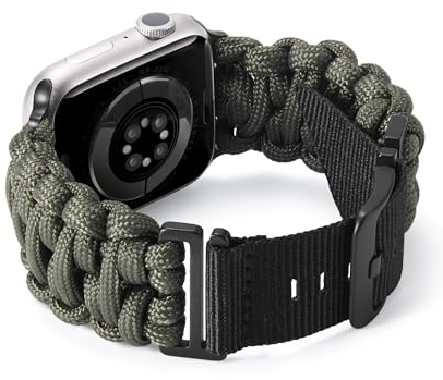 BINLUN Compatible with Apple Watch Paracord 550 49 mm Military Style Sport Strap Durable Nylon Replacement Strap for iWatch Ultra/Ultra 2 Men Women(Green)