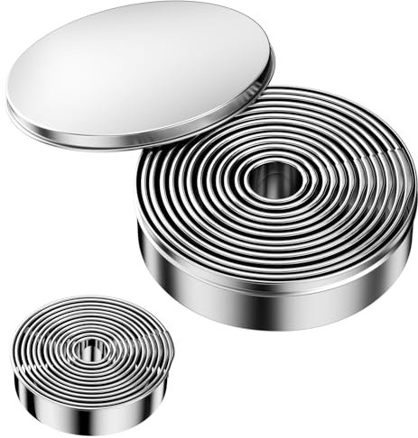 Roluxando Emporte Piece Patisserie Acier Inoxydable, Pièces Rond Sablé Emporte-Pièces Biscuit, 12Pcs Orientale Pièce Pâtisserie Cutter Moule, Cercle Tartelette Gateaucercle Emporte-Pièce Donuts