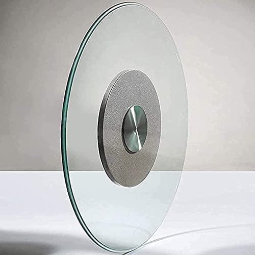 Plato giratorio de vidrio redondo de vidrio templado con rodamientos silenciosos, plato giratorio de 360° adecuado para fiestas de cumpleaños, cenas familiares y banquetes, plata-27.6 in/28i (plata 2
