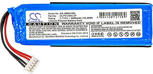 6000mAh 22.20Wh Battery Replacement for JBL Charge 2 Plus, Charge 2+ Wireless Bluetooth Speaker fit Part No. GSP1029102, MLP912995-2P