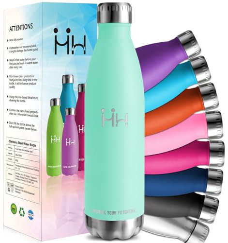 HoneyHolly Borraccia Termica, 18/8 Acciaio Inox Bottiglia Termica - 1000ML - Senza BPA Borraccia Palestra, Isolato Sottovuoto, Antigoccia, Bottiglia Acqua Termos per Scuola, Sport, Ufficio
