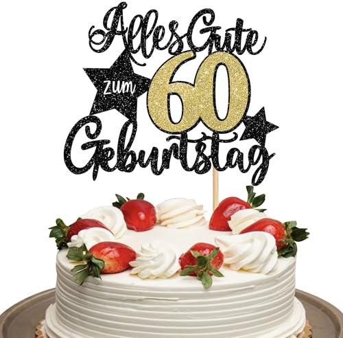 1 Stück Alles Gute zum 60. Geburtstag Tortendeko Schwarz-Goldene Mann/Frau-Party-Dekorationen