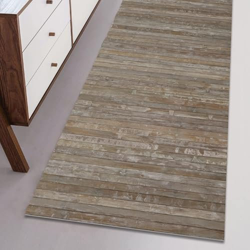 Comart Tapis en Bambou Style de Cuisine, Fond Antidérapant, Lattes de Bois, Chemin Résistant, Design Élégant, Facile à Nettoyer, Shabby Chic, Polyvalent, Couleur Choco 50 x 280 cm