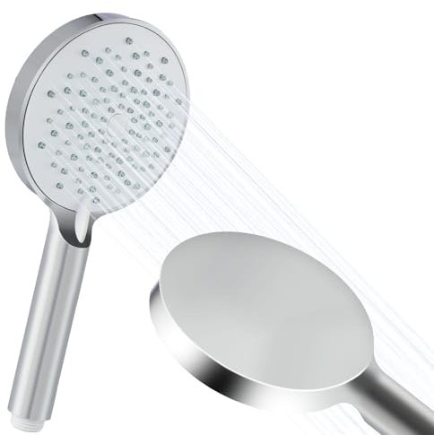 Hochdruck-Duschkopf mit 3 Modi, Wassersparender Universal-Duschbrause, Verchromter Edelstahl, Ohne Schlauch