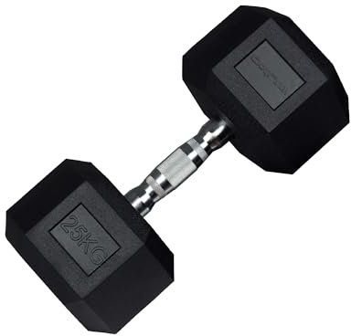 wuuhoo® Hexagon-Hanteln Dorian 2,5-27,5 kg Robuste, gummierte Gusseisen-Hanteln für Krafttraining zu Hause, ergonomischer Griff, perfekt fürs Homegym, auch als 2er-Set erhältlich 25 kg