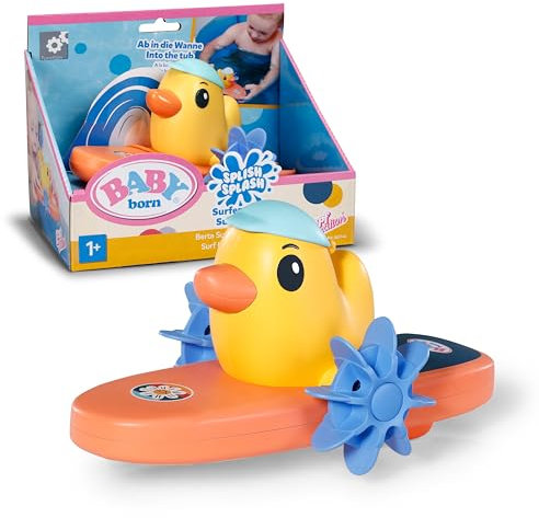 BABY born Splish Splash Surfende Berta - Badespielzeug mit Aufziehmechanismus - Funktioniert komplett ohne Batterien - Geeignet für Kinder ab 1 Jahr