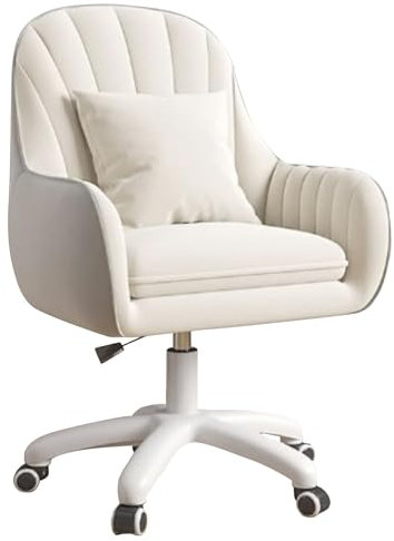 Aivermeil Homeoffice Stuhl, SamtStuhl mit Kopfkissen, 360° drehbar Höhenverstellbar Bürostuhl ergonomisch, Schminkstuhl Drehstuhl,für Arbeitszimmer Schlafzimmer,bis 120kg belastbar Beige
