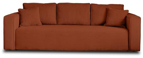 Best Möbel Topaze - 3-Sitzer Sofa - schlaffunktion und Bettkasten - aus Cord Terrakotta