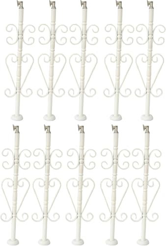 SAFWELAU Parapetto Ringhiera in Acciaio Inossidabile Parapetto Bianco per ringhiera con Staffa Regolabile e Base Piatta, Ringhiera per Scale a Pavimento per balconi, portici Interni(10 Packs)