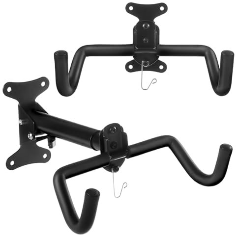 Maclean Juego de 2 Soportes de Pared para Bicicletas hasta 30 kg | Regulable Plegable y Ahorra Espacio | Ganchos de Acero con Revestimiento Protector | Soporte Adicional para Casco | Longitud 37-47 cm