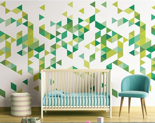 XLMING Triangle Vert Géométrique 3D Papier Peint Décoratif Bureau Salle à Manger Salon Chambre Coucher Canapé TV Mur-200cm×140cm