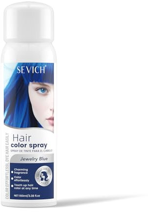 Sevich Haarspray Farbe Spray，temporäres Haarfärbemittel Für Männer & Frauen, Sofortige Anwendung Der Haarfarbe, Schnell Trocknend, Nicht Klebend, Langanhaltend, Kein Verblassen, 100ml Blau