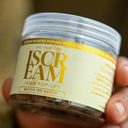OMC iScream Match The Hatch Pop Ups 14mm - Carp Bait 200ml Tub | Boosted Super Buoyant Carp Hookbaits with Soluble Coating - Tiger Nut and Peanut Blend, 200ml Tub