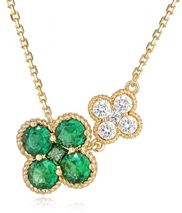 Jenosy Diamantketten für Frauen Geburtsstein-Halskette für Frauen 14 Karat vergoldet Zierliche vierblättrige Kleeblatt-Halskette mit Zirkonia-Anhänger Goldschmuck Geschenk für Frauen