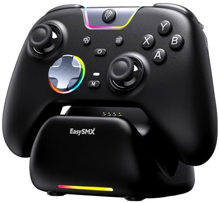 AKNES EasySMX X05Pro Controller per PC/Switch/Android/iOS (Nero) | Pulsanti per Gioco Silenziosi, Joystick ad Effetto Hall, Grilletti Hall a Doppio Stadio, 2 Pulsanti Programmabili