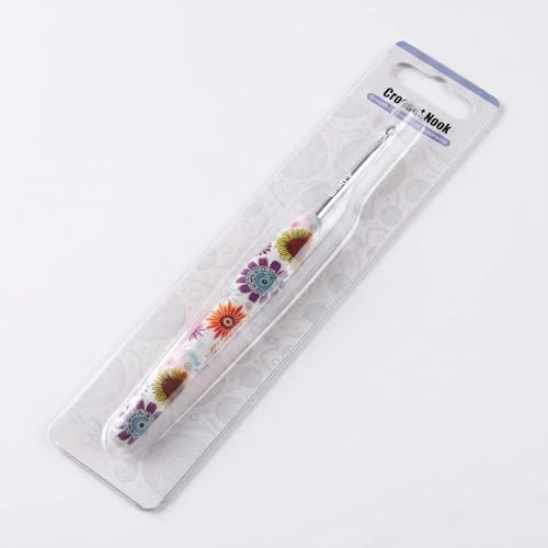 Häkelnadel 4mm aus Aluminium mit Sonnenblumen-Design, Ergonomische Häkelnadel mit Weichem Griff für Anfänger und Erfahrene, 4,0 mm Häkelzubehör für Mützen, Schals und Decken