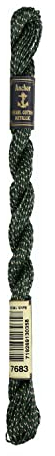 Anchor 4317005-07683 Stickgarne, 89% Baumwolle, 11% Metallised Polyester, grün gold, Stärke 5, 5 g, 7 Gramm
