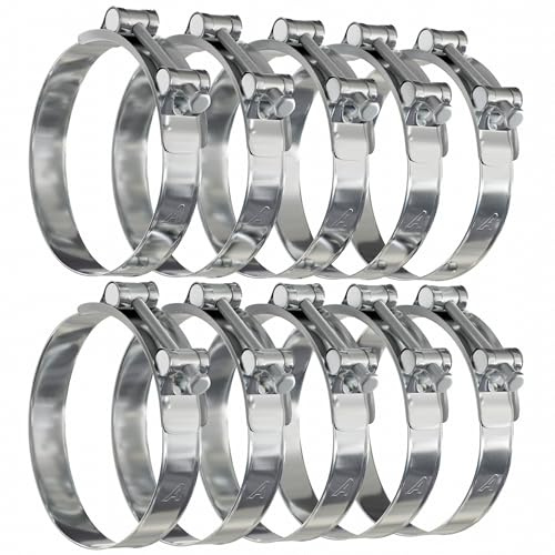 10 Pack - 60mm > 63mm T Bolt Hose Clamps Zinc Turbo Pipe Clips