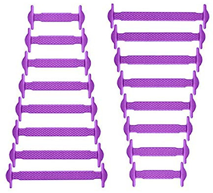 RECKNEY - Lacci elastici senza nodo per scarpe, per bambini e adulti, in silicone, piatti, per scarpe da ginnastica (Viola)