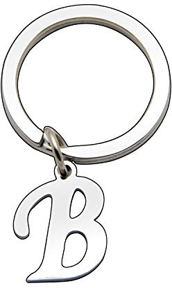 Porte-clés personnalisé pour femme et homme avec initiale de l'alphabet en argent, b, L