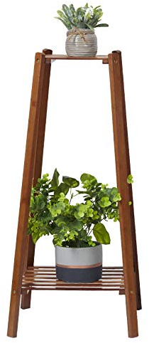 medla Porte Plante Intérieur Bambou, Étagère Plante Angle à 2/3/4 Niveaux Support de Rangement Intérieur Extérieur Convient pour Salon Chambre Balcon Jardin Bureau - Taille S Capacité de Charge 20kg