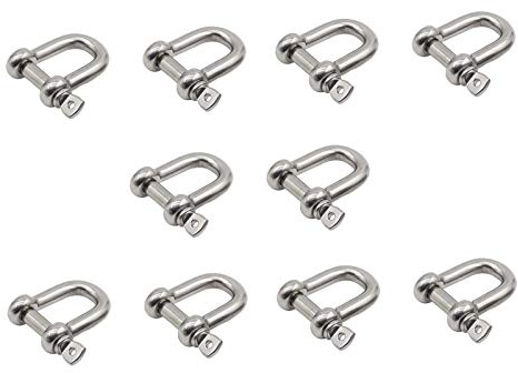 D Ring Schäkel M10 Edelstahl Schraube Schäkel Schloss Bogen Anker Für Marine Boot, Ketten Schäkel Mit Pin Für Konstruktion Fahrzeug Wiederherstellung Ziehen Abschleppen Takelwerk 10 Stücke