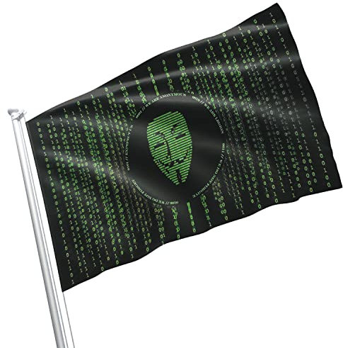 Anonymous Hacker-Maske Guy Fawkes Flagge, Banner – Skripting Kali Cybersecurity Coding Gamming 90 x 150 cm – doppelt genähte, lebendige Farben, Hacktivisten für Wandern, Events, Camping