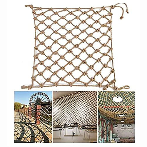 Sicherheitsnetz Hanfseilnetz für Kinder, Klettergerüst, Seilnetz, Kletternetz, Spielplatz, Kinder, Felsleiter, Wandhängematte, Baumhaus, Baumhaus, Durchmesser 8 mm, 10 cm (Größe: 2 x 6 m)