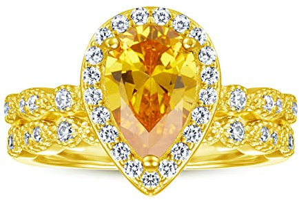 925 Silber Ringe Vintage, Ring Personalisiert Gold Silber 925 2 Ringe-Set Ring für Frauen, Gold-Ring Set, Größe 62 (19.7)