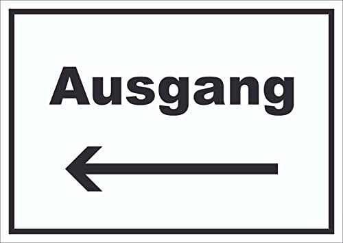 HB-Druck Ausgang Schild mit Text und Richtungspfeil Links Exit Schluss waagerecht A6 (105x148mm)