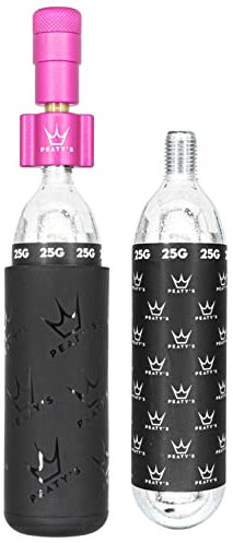 Peaty's Holeshot CO2 Tyre Inflator Kit 25g - Premium Unique Compact Straight-Line Design for Maximum Airflow & Rapid Inflation, Mountain Bike 2x25g CO2 & Freeze Protector Sleeve, MTB (25g), Punch