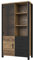 Lomadox Wohnzimmer Vitrine in Appenzeller Fichte Nb. mit schwarz super matt, B/H/T ca. 101/191/43 cm