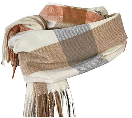 Schal Damen Winter Kariert Groß XXL Weich Winterschal Karo Kuschelig Schlupfschal Warm Lang Herbst Winter Frauen Plaid Kariert Deckenschal Halstuch Damenschal Cape
