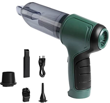 Mini Handheld Cordless Vacuum Cleaner 3 in 1 Wet Dry Dual Use Powerful Duster,9000PA Rechargeable Blower Suction Machine For Desktop Sofa Army Green