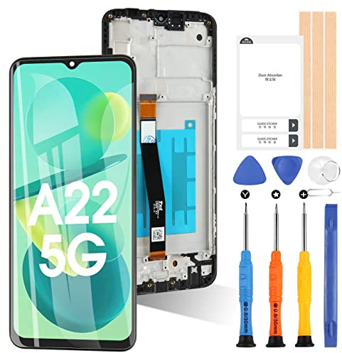 ARSSLY Remplacement de l'écran pour Samsung Galaxy A22 5G SM-A226B SM-A226B / DS SM-A226B / DSN Affichage LCD Assemblage de Verre Tactile (Noir avec Cadre)