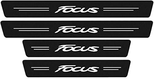 4 Stück Auto Einstiegsleisten Schutz, für Fo-rd Focus Fiesta Fusion Kuga Edge VIGNALE ST-Line S-MAX C-MAX Escape Auto Kohlefaser Türschweller Schutz mit Logo Aufkleber Kantenschutz,Focus