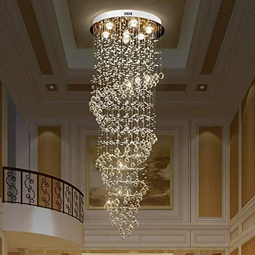 Modern Crystal Spiral Living Room Crystal Lamp Staircase Lamp Villa Light 7 Light 60 170cm Embellish Life