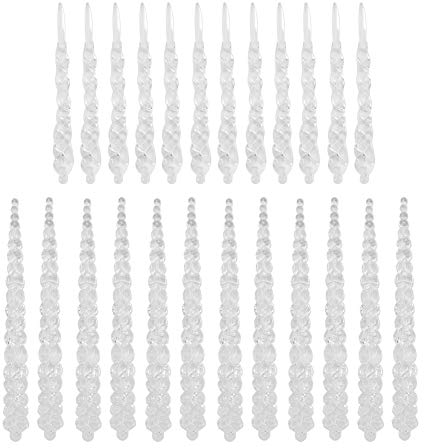 MOUMOUTEN 24 Stück Eiszapfen-Ornamente, Transparente Acryl-Eiszapfen-Ornamente Zum Aufhängen Für Weihnachtsbaum, Party, Urlaub, Heimdekoration, 2 Größen