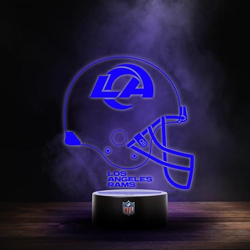 Great Branding Los Angeles Rams NFL LED Lampe Licht Logo Helm, Wechselmodus mit 6 unterschiedlichen Farben